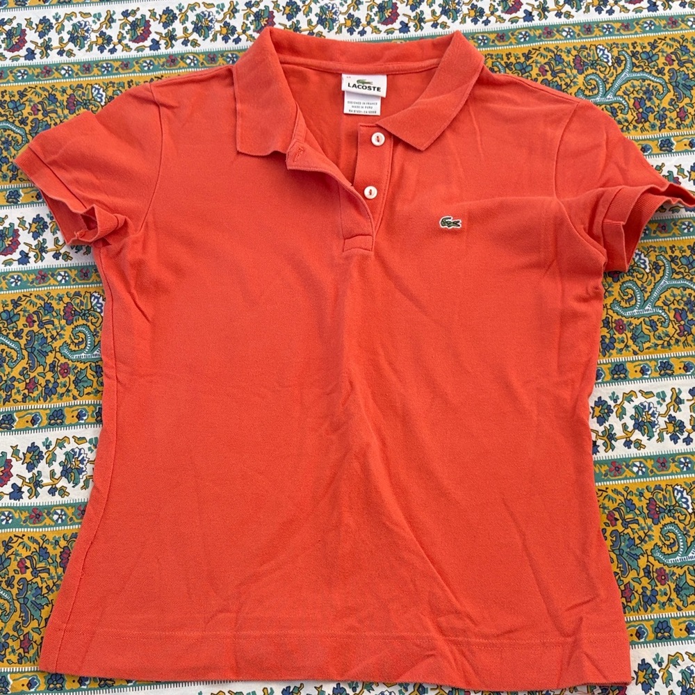 Lacoste Women's Coral-Orange Cotton Polo